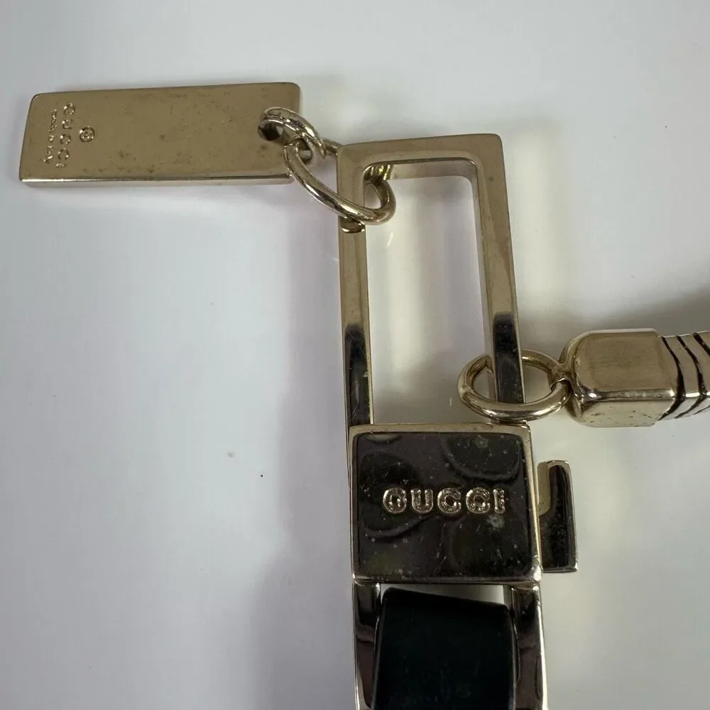 Gucci Bicolor Long Porte Cles Keychain Leather Metal With Pouch And‎ Box